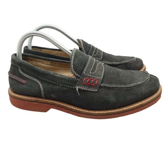 Nordstrom 1901 Penny Loafers Mens Size 7 M Gray Suede Made in Brazil Dress Shoes - Picture 1 of 10